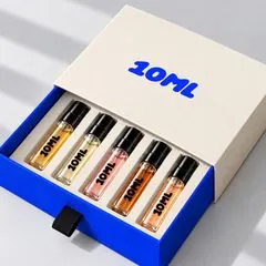 10ML-Duftproben-Set mit 4 Parfums in 3 ml, die Fläschchen in einer Reihe aufgestellt