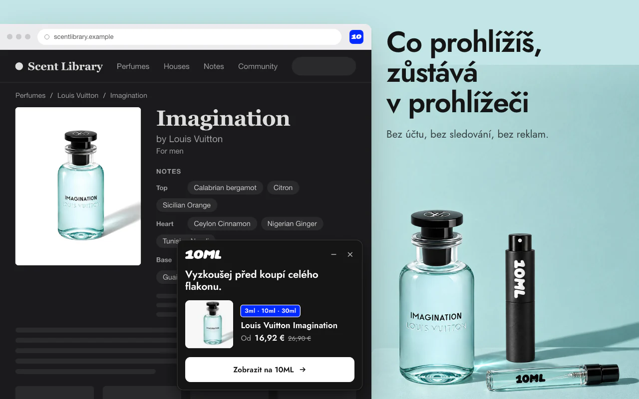 Hledání na 10ML z adresního řádku a z nabídky po kliknutí pravým tlačítkem