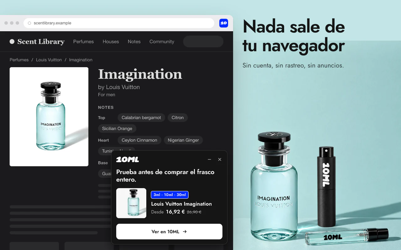 Búsqueda en 10ML desde la barra de direcciones y desde el menú del clic derecho