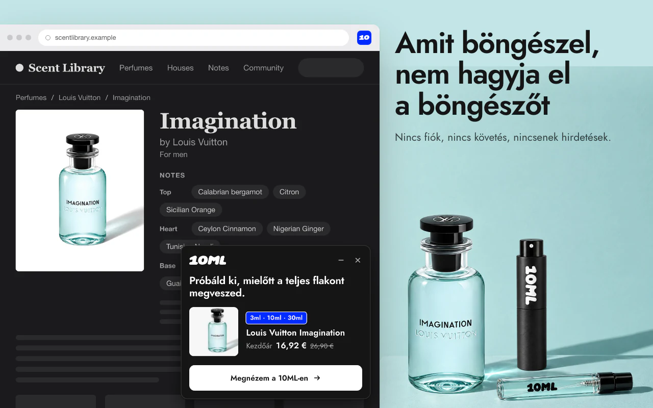 Keresés a 10ML kínálatában a címsorból és a jobb gombos menüből