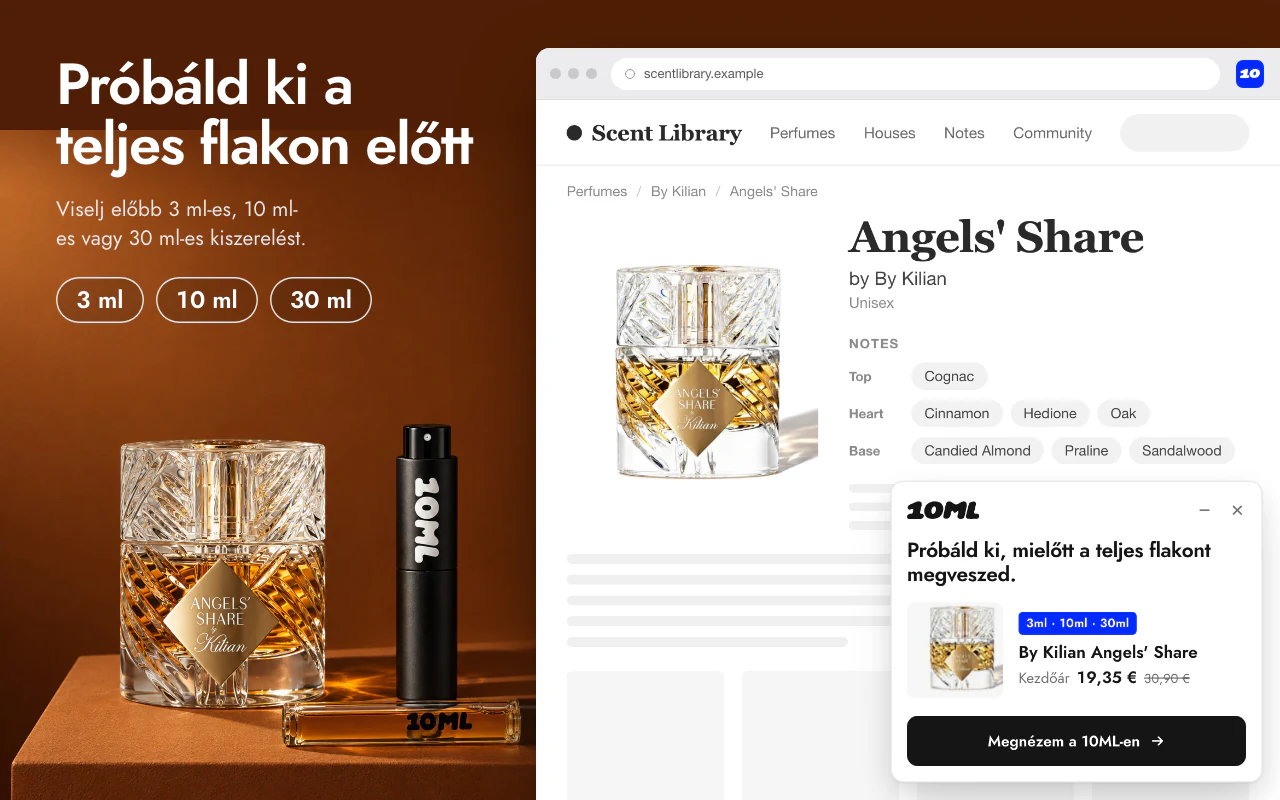 A 10ML ablak felkapott parfümökkel, nemrég megnézett parfümökkel és illatjegyekkel