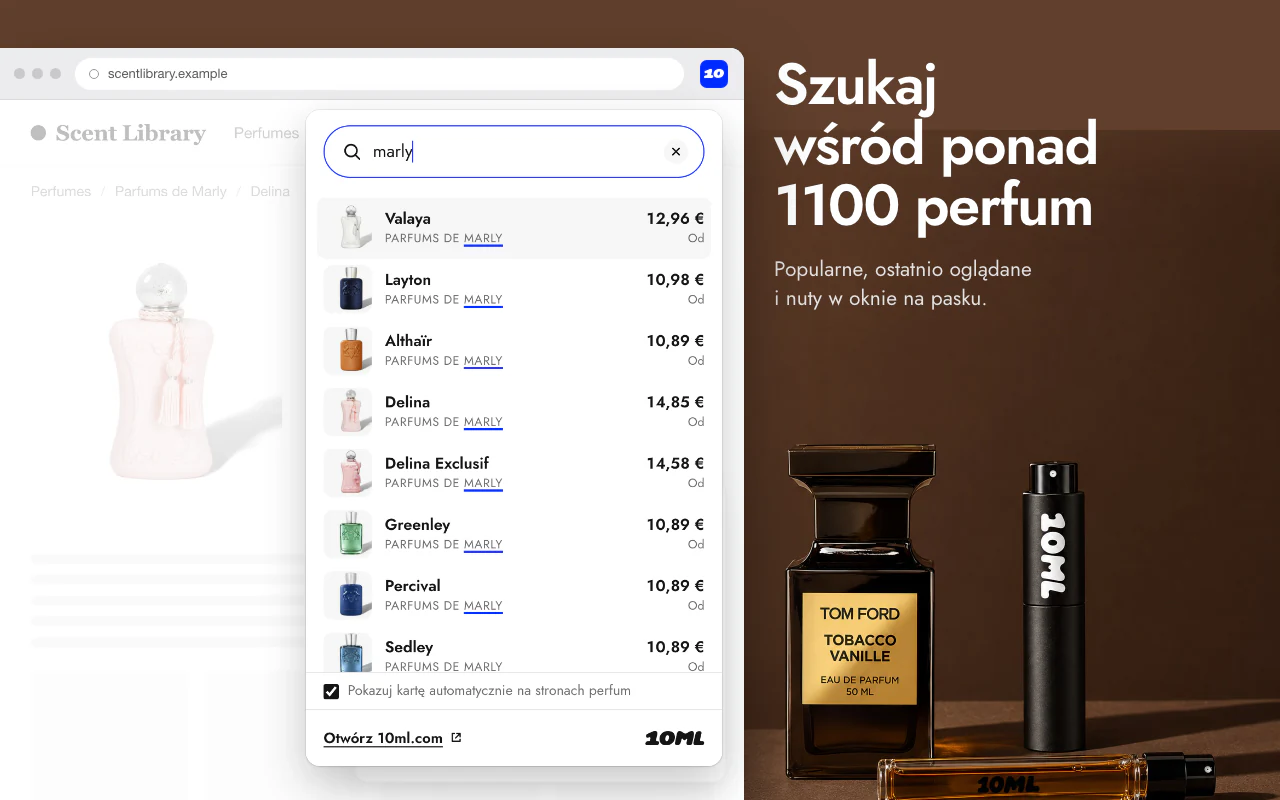 Okienko 10ML na pasku narzędzi, które przeszukuje cały katalog w trakcie pisania