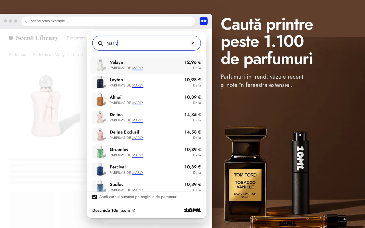 Fereastra 10ML din bara de instrumente, care caută în tot catalogul pe măsură ce scrii