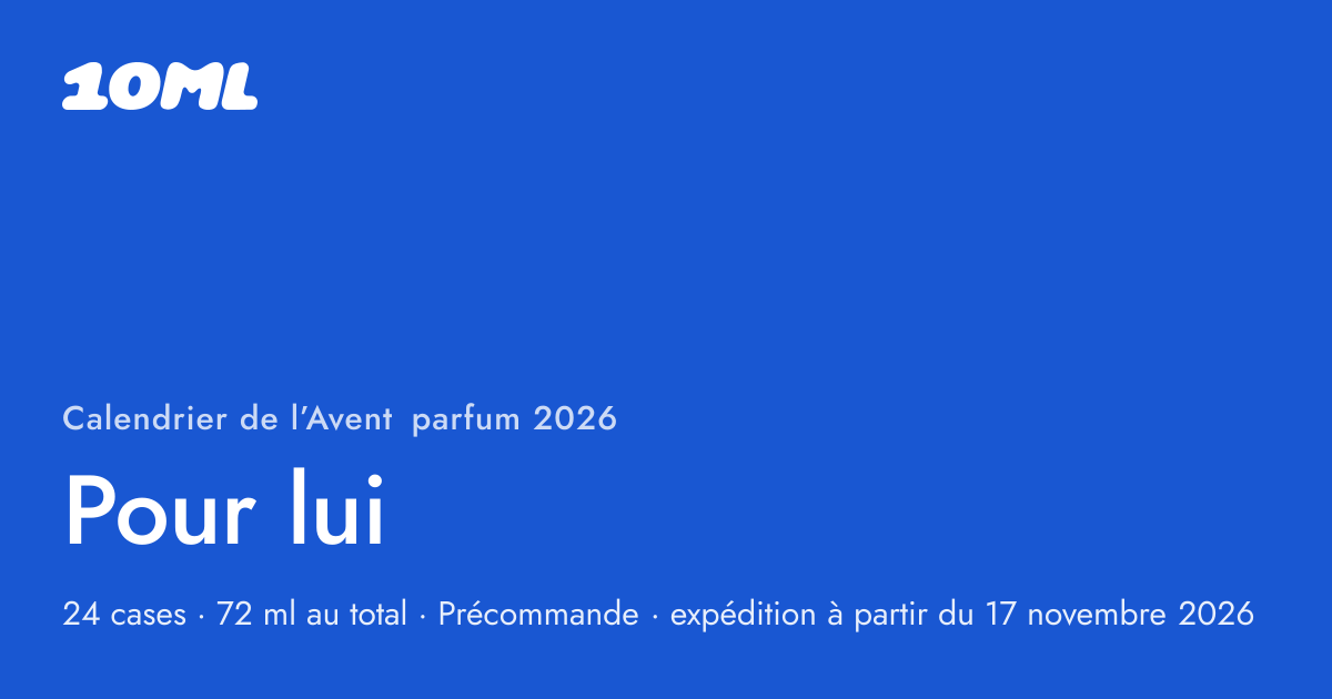 Calendrier de l’Avent parfum 2026 de 10ML, Pour lui : 24 cases, chacune avec un vaporisateur de 3 ml d’un vrai parfum