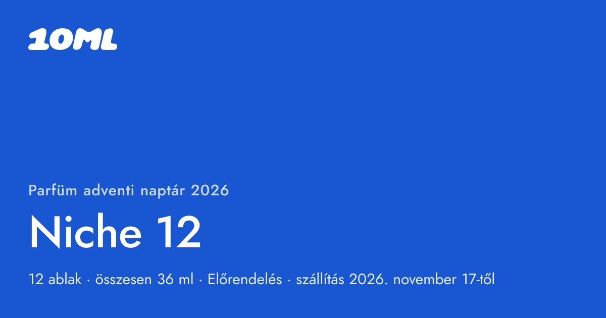 10ML parfüm adventi naptár 2026, Niche 12: 12 ablak, mindegyik mögött egy 3 ml-es szórófejes üvegcse eredeti parfümmel