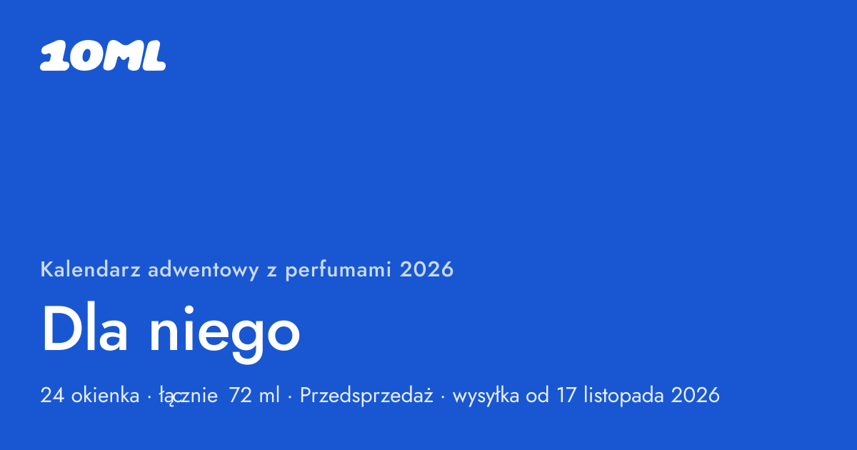 Kalendarz adwentowy z perfumami 2026 od 10ML, Dla niego: 24 okienka, za każdym atomizer 3 ml z oryginalnymi perfumami